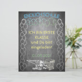 Einladungskarte zur Einschulung im Tafelstil (Staand voorkant)