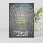 Einladungskarte zur Einschulung im Tafelstil (Staand voorkant)