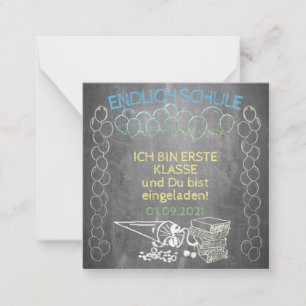 Einladungskarte zur Einschulung im Tafelstil Notitiekaartje