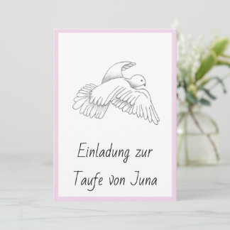 Einladungskarte zur Taufe mit Taubenmotiv Mädchen Feestdagenkaart