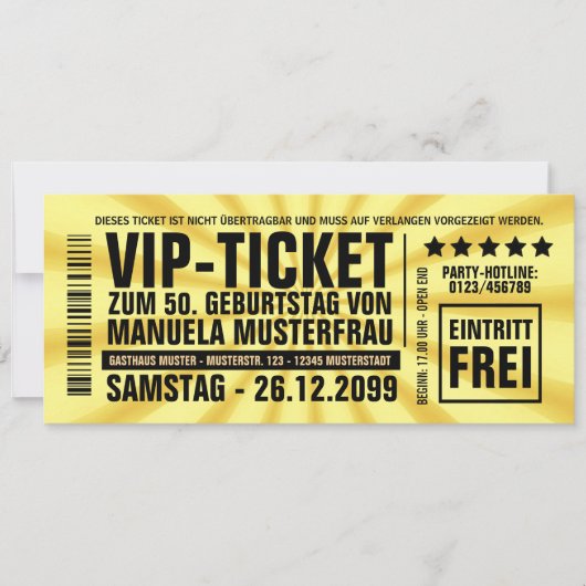 Einladungskarten 50. Geburtstag VIP Einladung Kaart (Voorkant)