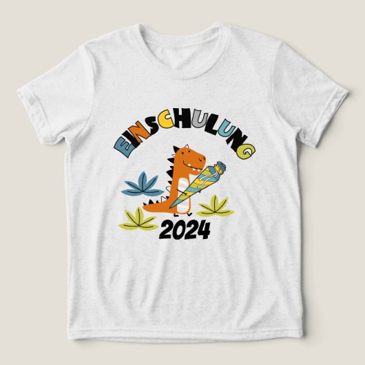 Einschulung 2026 - Dino mit Schultüte Tri-Blend Shirt (Design voorkant)