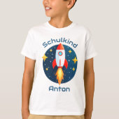 Einschulung - Rakete gelbe Sterne - Schulkind | T-shirt (Voorkant)