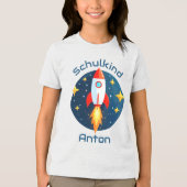 Einschulung - Rakete gelbe Sterne - Schulkind | Tri-Blend Shirt (Voorkant)