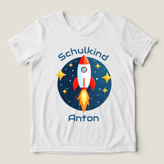 Einschulung - Rakete gelbe Sterne - Schulkind | Tri-Blend Shirt (Design voorkant)