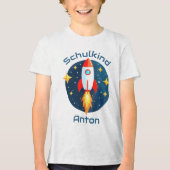 Einschulung - Rakete gelbe Sterne - Schulkind | Tri-Blend Shirt (Voorkant)