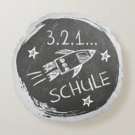Einschulung - Schulanfang - Rakete auf Tafel | Rond Kussen