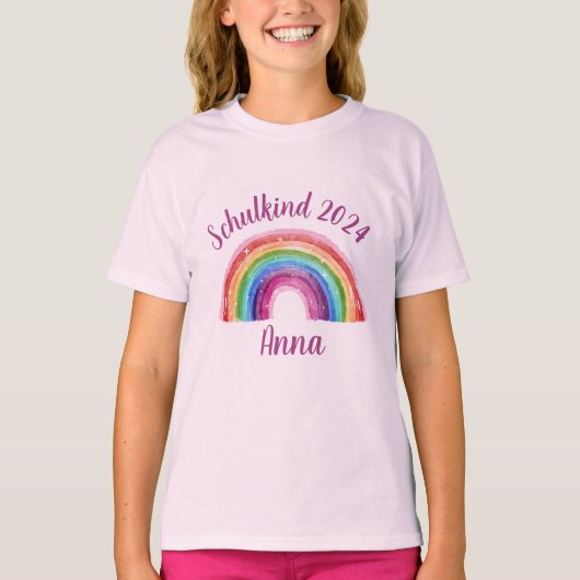 Einschulung Schulkind 2026 - Sternchen Regenbogen  T-shirt (Voorkant)