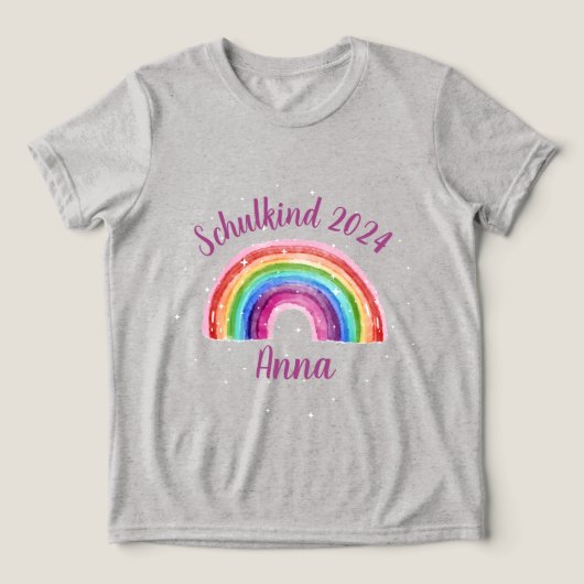 Einschulung Schulkind 2026 - Sternchen Regenbogen Tri-Blend Shirt (Design voorkant)