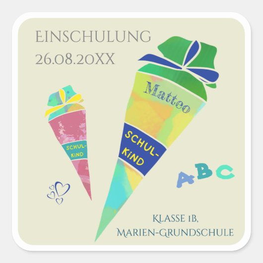 Einschulung Schulkind Inhalt Schultüte Sticker (Voorkant)