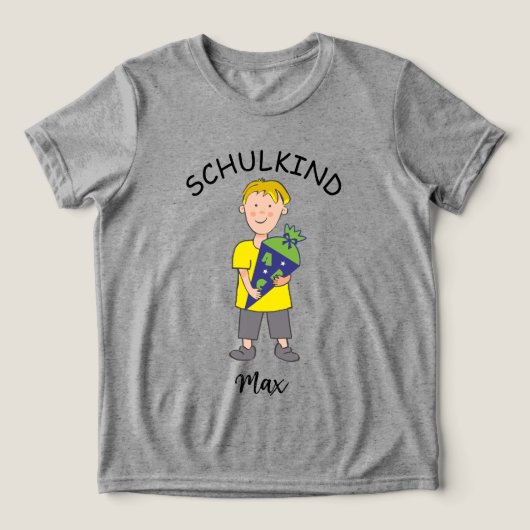 Einschulung Schulkind - Junge mit Schultüte 1 | Tri-Blend Shirt (Design voorkant)