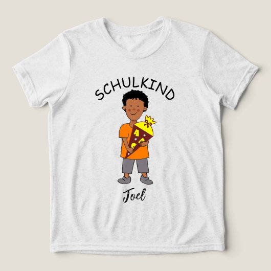 Einschulung Schulkind - Junge mit Schultüte 2 | Tri-Blend Shirt (Design voorkant)