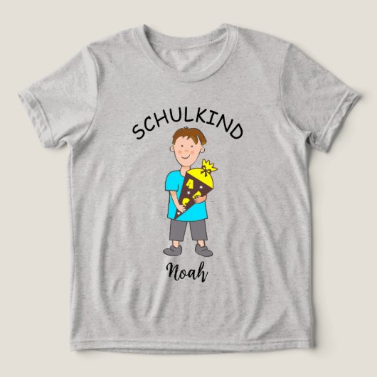 Einschulung Schulkind - Junge mit Schultüte 3 | Tri-Blend Shirt (Design voorkant)