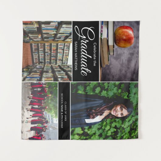 Einsteigerfoto-collage afgestudeerde middelbare sc wandkleed (Voorkant (horizontaal))