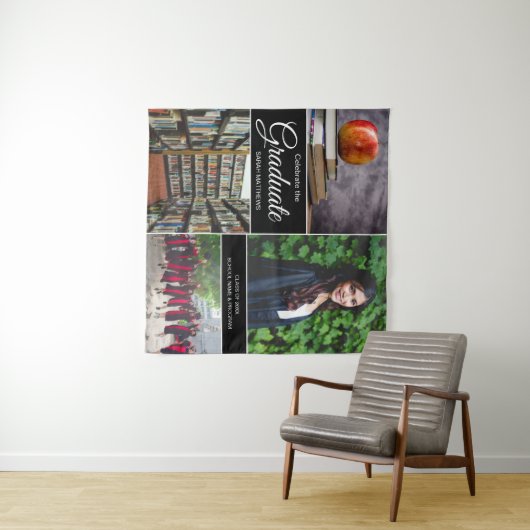 Einsteigerfoto-collage afgestudeerde middelbare sc wandkleed (In Situ (horizontaal))