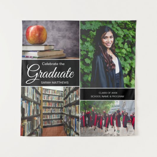 Einsteigerfoto-collage afgestudeerde middelbare sc wandkleed (Voorkant)