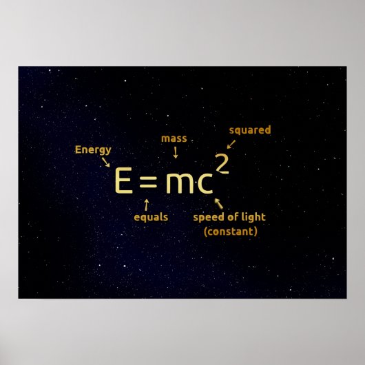 einstein mathematica - formule op nachtsterren pos poster (Voorkant)