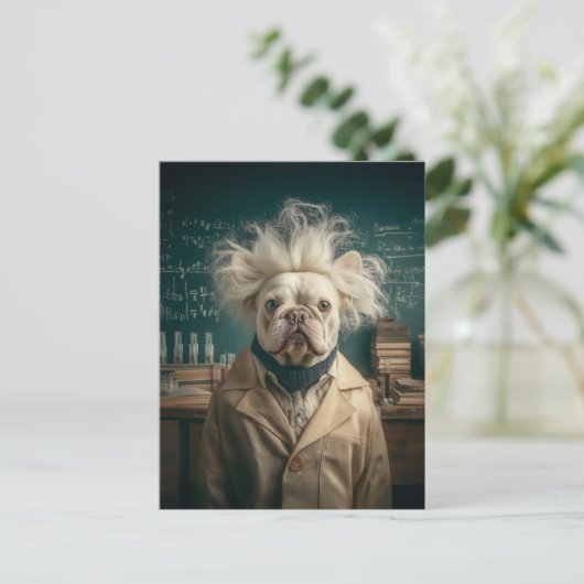 Einstein Pup in Lab Coat Briefkaart (Staand voorkant)