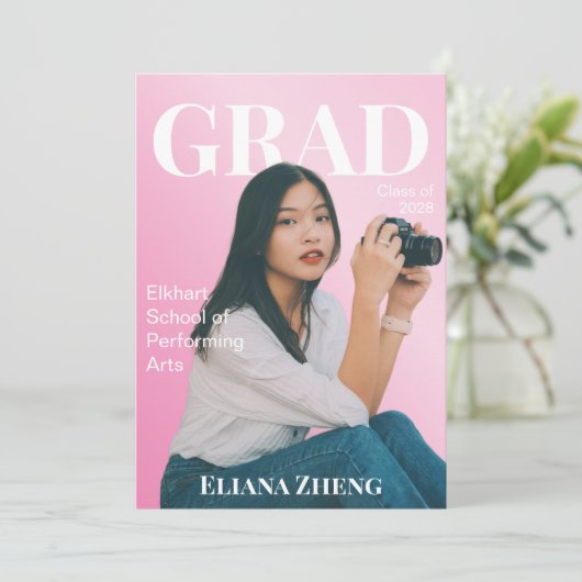 Einsteinijdschrift stijl afstudeeraankondiging kaart (Staand voorkant)