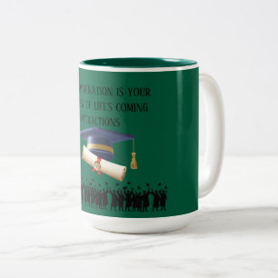Einstein's afstudeermotto hunter groen tweekleurige koffiemok