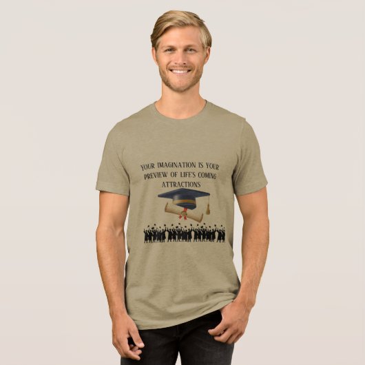 Einstein's afstudeermotto olijf Tri-Blend shirt (Voorkant volledig)