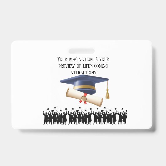 Einstein's graduation motto white badge (Voorzijde)