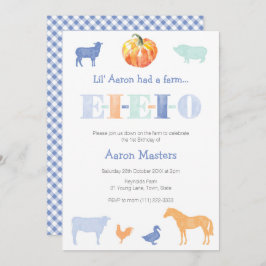 EIO Old MacDonald Pumpkin Boy's Birthday Party Kaart