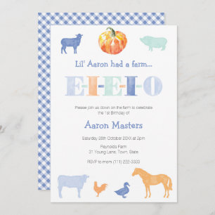 EIO Old MacDonald Pumpkin Boy's Birthday Party Kaart