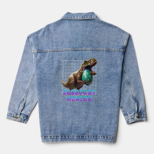 Eipaaseieren van de Easter Hunt Dinosaur Easter Bu Denim Jacket (Achterkant)