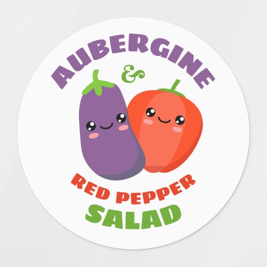 Eiplant en rode peppersalade labels (Design 2)