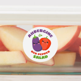 Eiplant en rode peppersalade labels