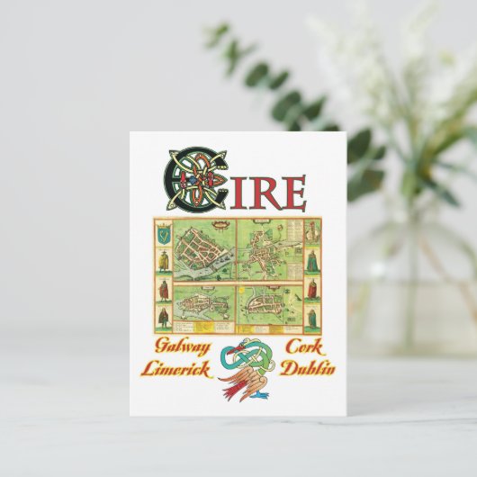Eire Cities-kaart Briefkaart (Staand voorkant)