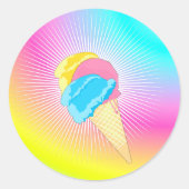 Eis Eiscreme Regenbogen Ronde Sticker (Voorkant)