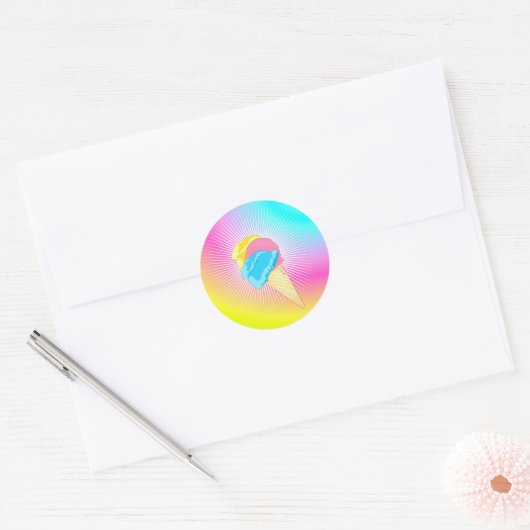 Eis Eiscreme Regenbogen Ronde Sticker (Envelop)