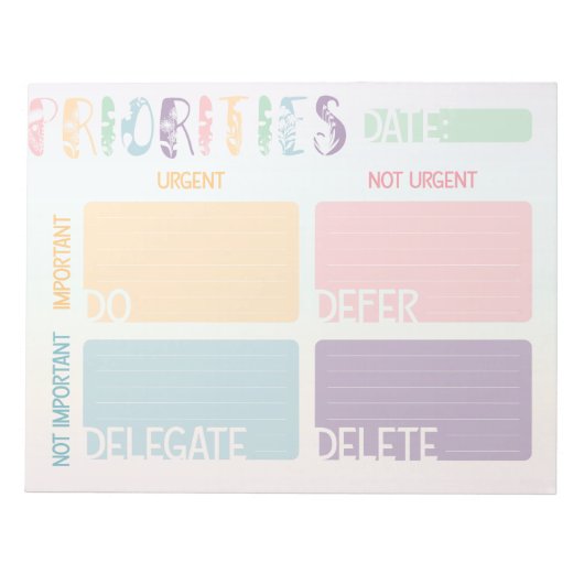 Eisenhower Matrix Priority List Notitieblok (Voorkant)