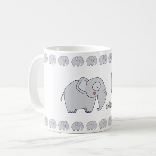 EisforElephant–FunAlphabetCupDesign Koffiemok (Voorkant links)