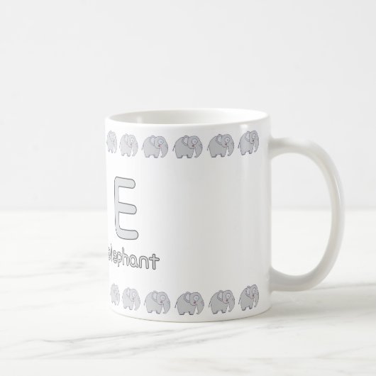 EisforElephant–FunAlphabetCupDesign Koffiemok (Rechts)