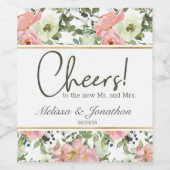Eishell en Blush Floral Weddenschap Wijn Label Etiket (Enkel label)