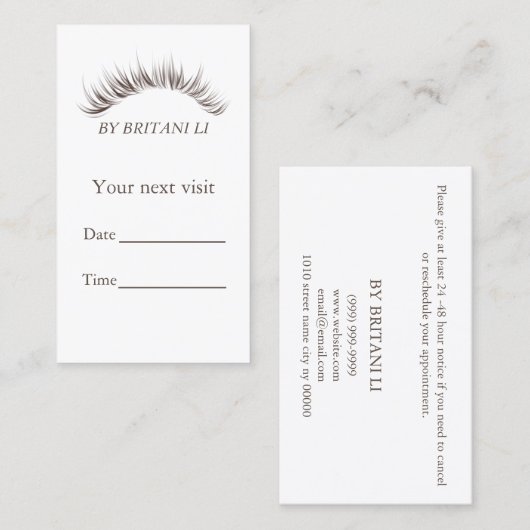 Eitelash extension Salon Appointment Afsprakenkaartje (Voorkant / Achterkant)