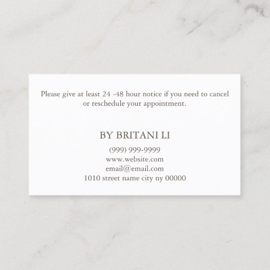 Eitelash extension Salon Appointment Afsprakenkaartje (Achterkant)