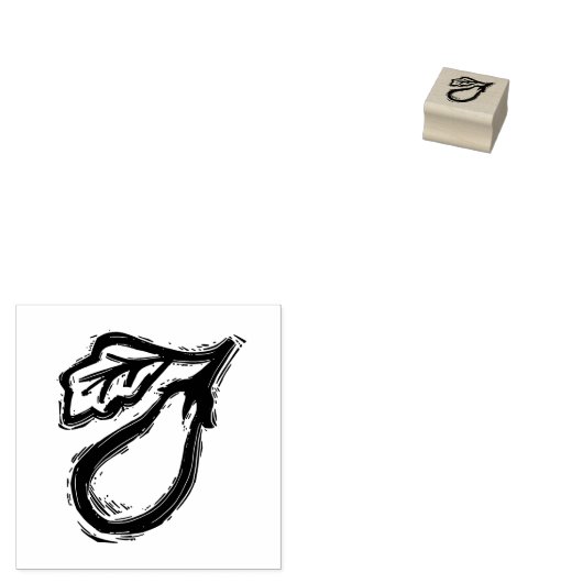 Eitgplant Vegetarian Menu Keuze Rustic Linocut Rubberstempel (Gestempeld)