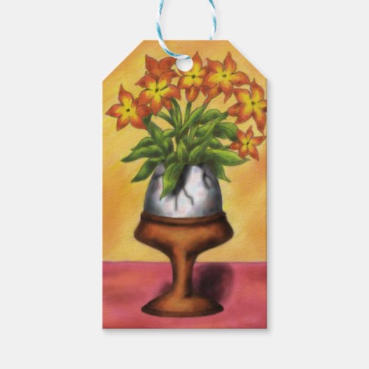 eitje als vaas met bloemen op tafel cadeaulabel (Voorkant)