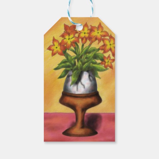 eitje als vaas met bloemen op tafel cadeaulabel (Achterkant)