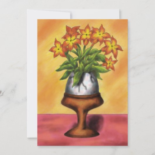 eitje als vaas met bloemen op tafel feestdagenkaart (Voorkant)