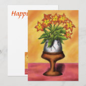 eitje als vaas met bloemen op tafel feestdagenkaart (Voorkant / Achterkant)