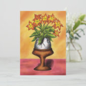 eitje als vaas met bloemen op tafel feestdagenkaart (Staand voorkant)