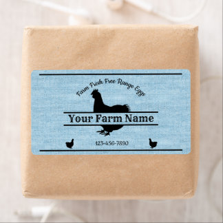Eitkarton Blue Burlap Chicken Farmhouse Etiket