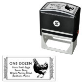 Eitkartonnen stempel  Hen op Brits Label Design (In situ)