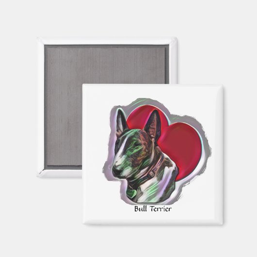 Eitkop Witte popArt Bull Terrier Grafisch Magneet (Voorkant / Achterkant)
