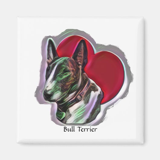 Eitkop Witte popArt Bull Terrier Grafisch Magneet (Voorkant)
